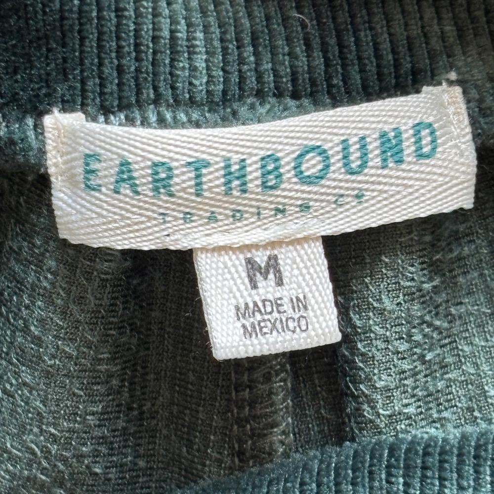 Earthbound Trading Co Boho Green Velvet Corduroy Flare Pants Bell Bottoms Medium - Picture 8 of 13